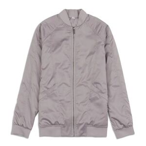 Lululemon Trace Back Bomber Jacket Dark Chrome Size 4 W4ATRS
